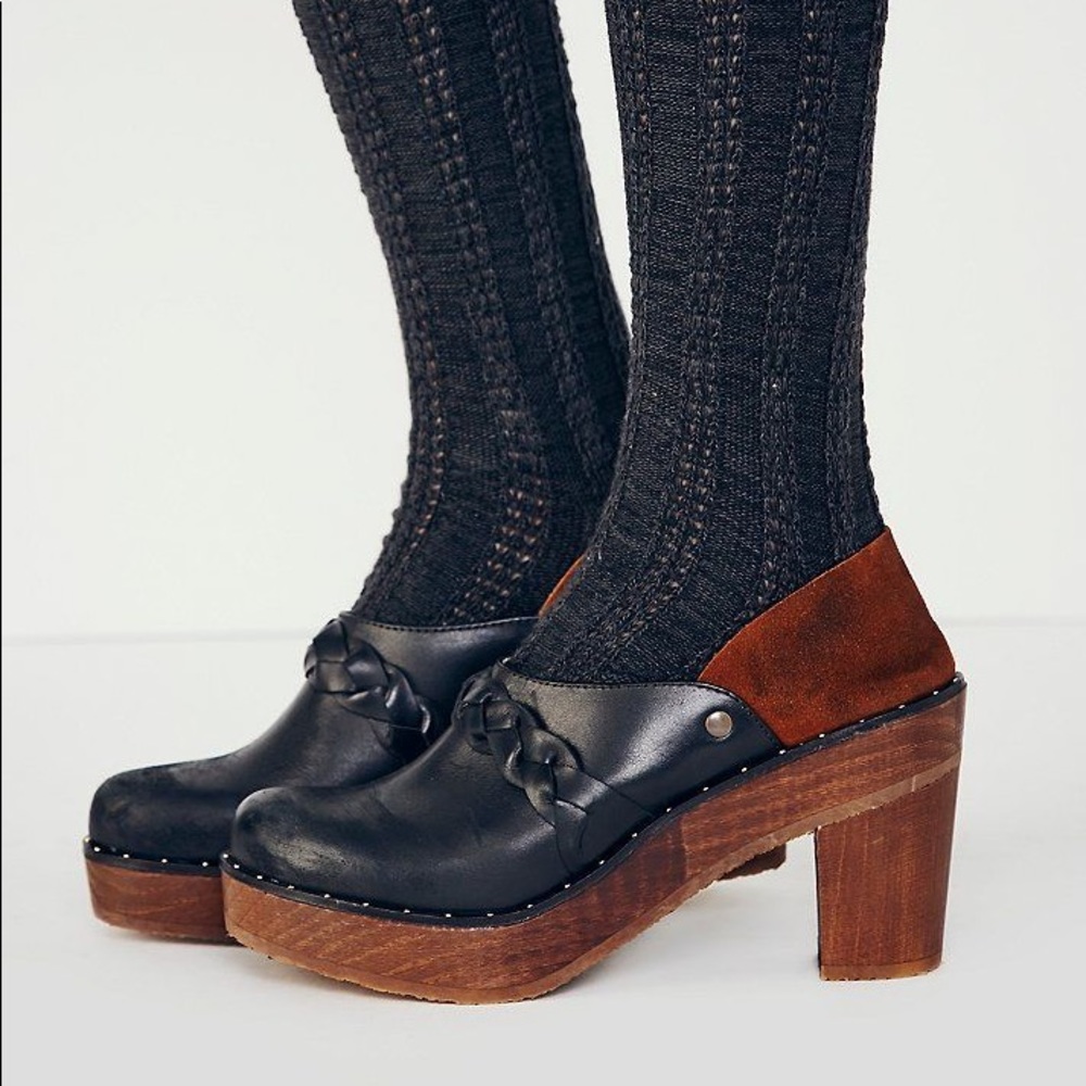 Free People Raleigh Clog wood suede leather 8.5 39